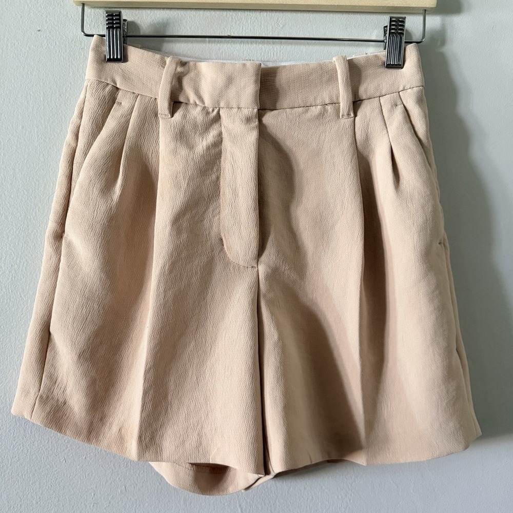 Wilfred 5" Crepette Effortless High Waist Tan Short size 0 Pleated Pockets
